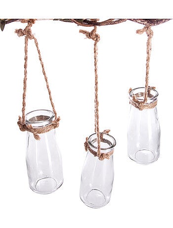 Set de 5 soliflores suspendus sur branche bois et jute SID