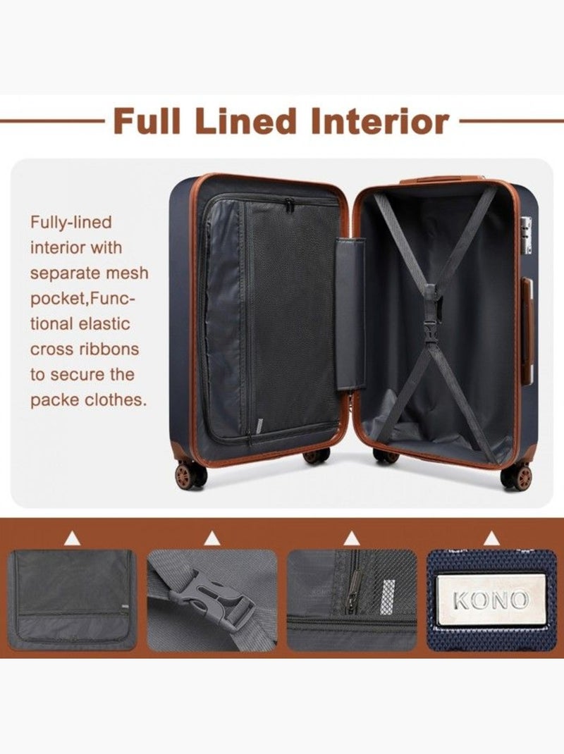 Set de 5 valises - 31/55/67/76 cm, rigide abs, 4 roues 360°, serrure tsa - kono Bleu - Kiabi