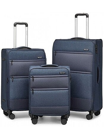 Set de 5 valises - 50/70/80 cm, souple, extensible, 4 roues 360°, serrure tsa - british traveller