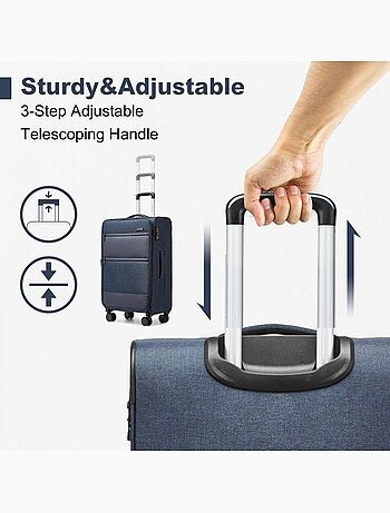 Set de 5 valises - 50/70/80 cm, souple, extensible, 4 roues 360°, serrure tsa - british traveller