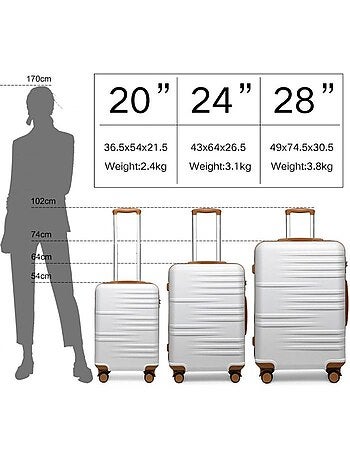 Set de 5 valises - 54/64/74.5 cm, 4 roues, serrure tsa - british traveller