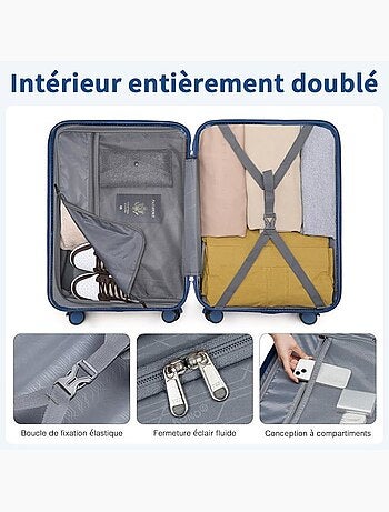 Set de 5 valises - 54/64/74.5 cm, 4 roues, serrure tsa - british traveller