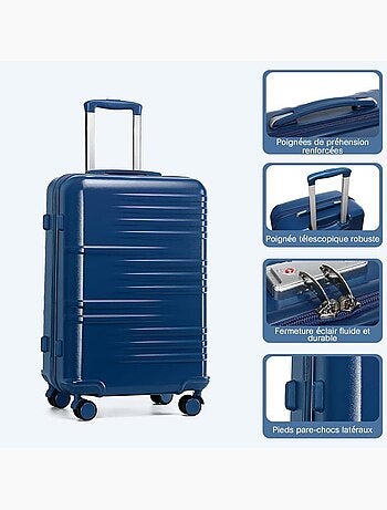 Set de 5 valises - 54/64/74.5 cm, 4 roues, serrure tsa - british traveller