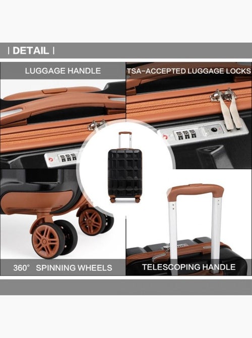 Set de 5 valises - 54x34x22 cm, abs, 4 roues, serrure tsa - kono - Kiabi