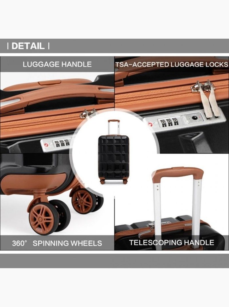 Set de 5 valises - 54x34x22 cm, abs, 4 roues, serrure tsa - kono Noir - Kiabi