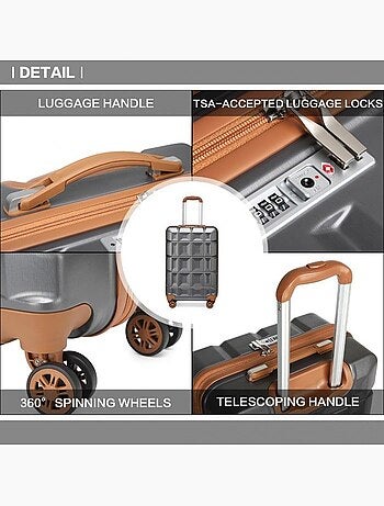Set de 5 valises - 54x34x22 cm abs 4 roulettes serrure tsa - kono