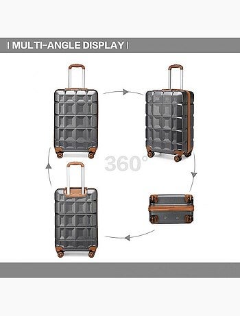 Set de 5 valises - 54x34x22 cm abs 4 roulettes serrure tsa - kono