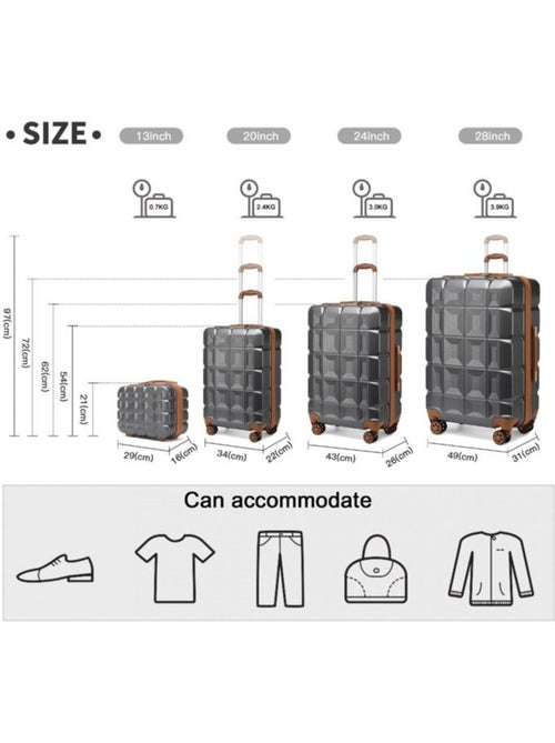 Set de 5 valises - 54x34x22 cm abs 4 roulettes serrure tsa - kono - Kiabi