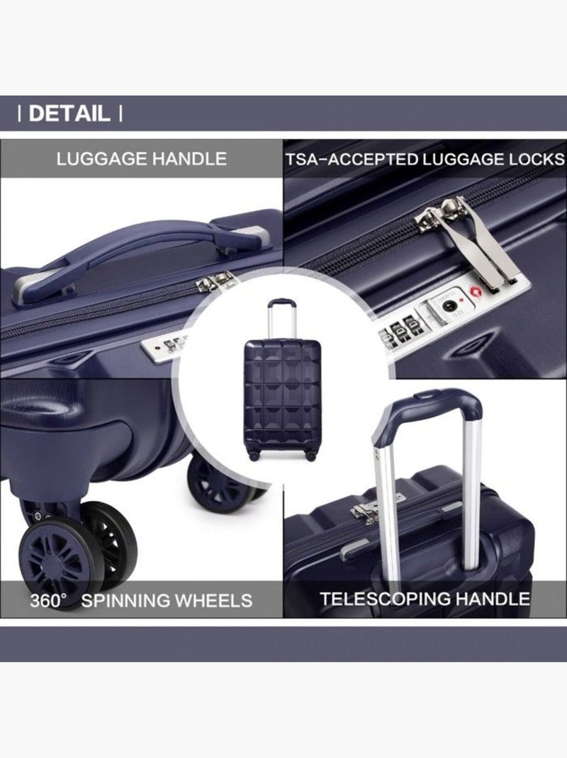 Set de 5 valises - 54x34x22 cm, rigide abs, 4 roues, serrure tsa - kono Bleu - Kiabi