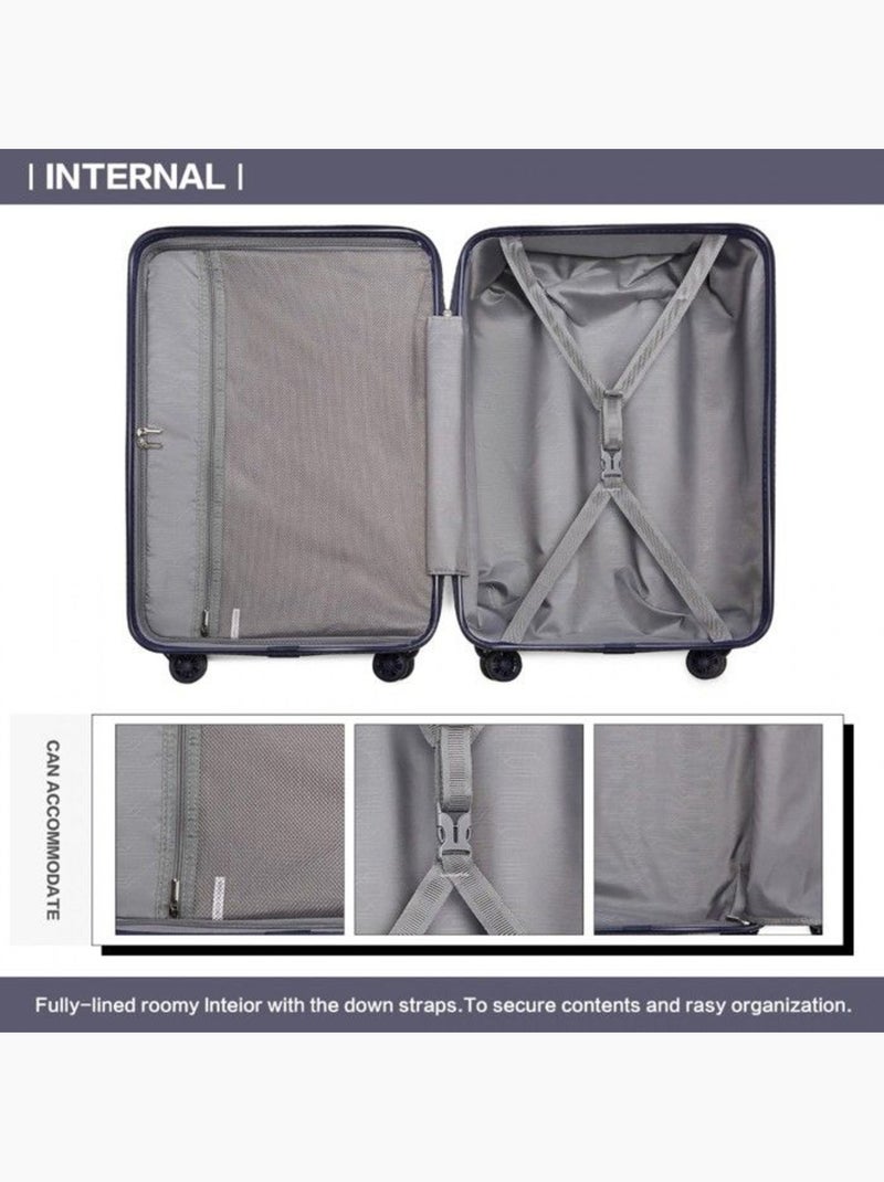 Set de 5 valises - 54x34x22 cm, rigide abs, 4 roues, serrure tsa - kono Bleu - Kiabi
