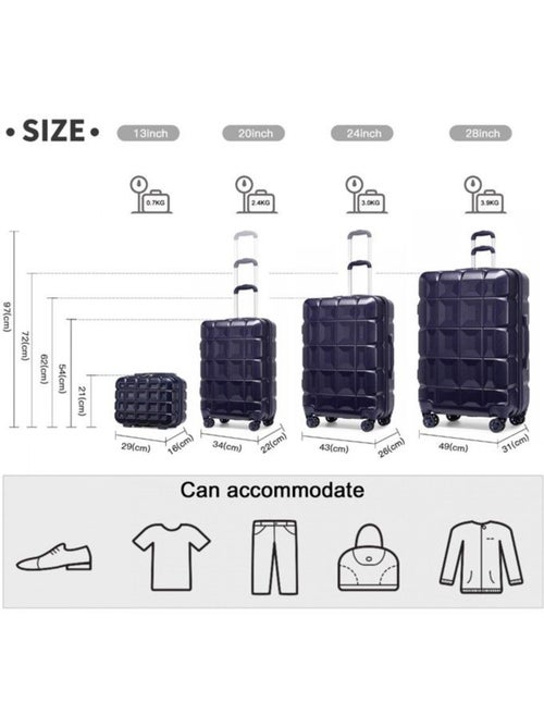 Set de 5 valises - 54x34x22 cm, rigide abs, 4 roues, serrure tsa - kono - Kiabi Set de 5 valises - 54x34x22 cm, rigide abs, 4 roues, serrure tsa - kono - Kiabi