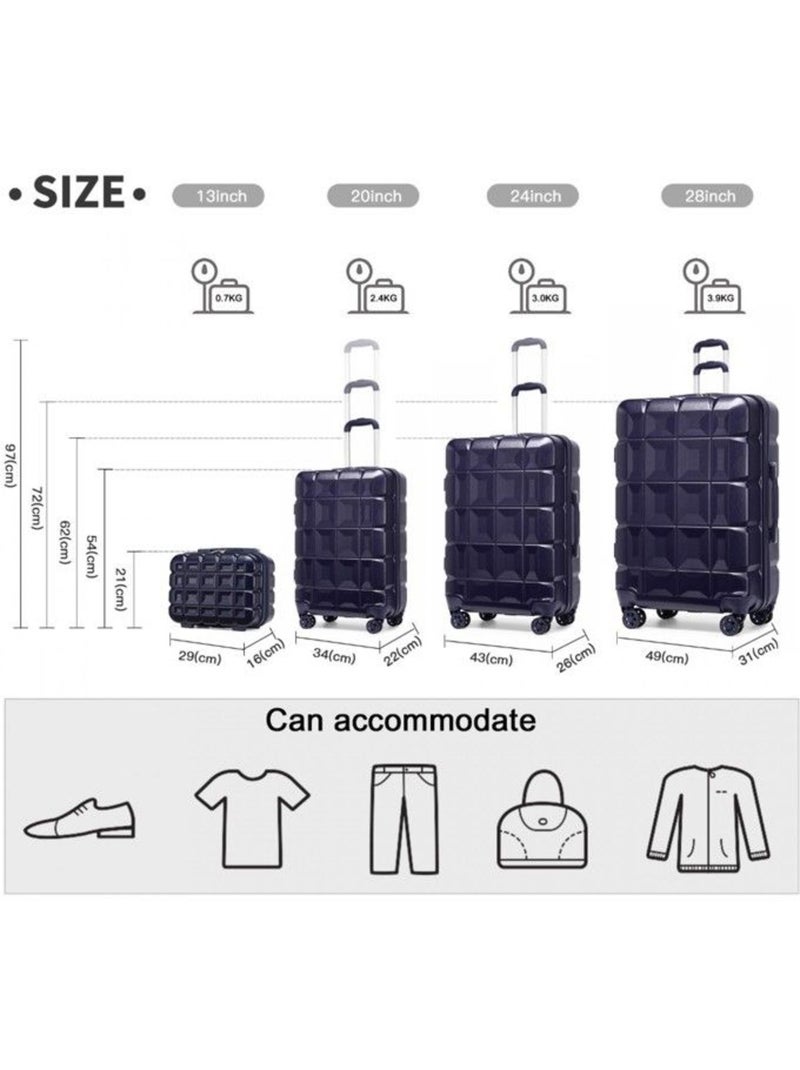 Set de 5 valises - 54x34x22 cm, rigide abs, 4 roues, serrure tsa - kono Bleu - Kiabi
