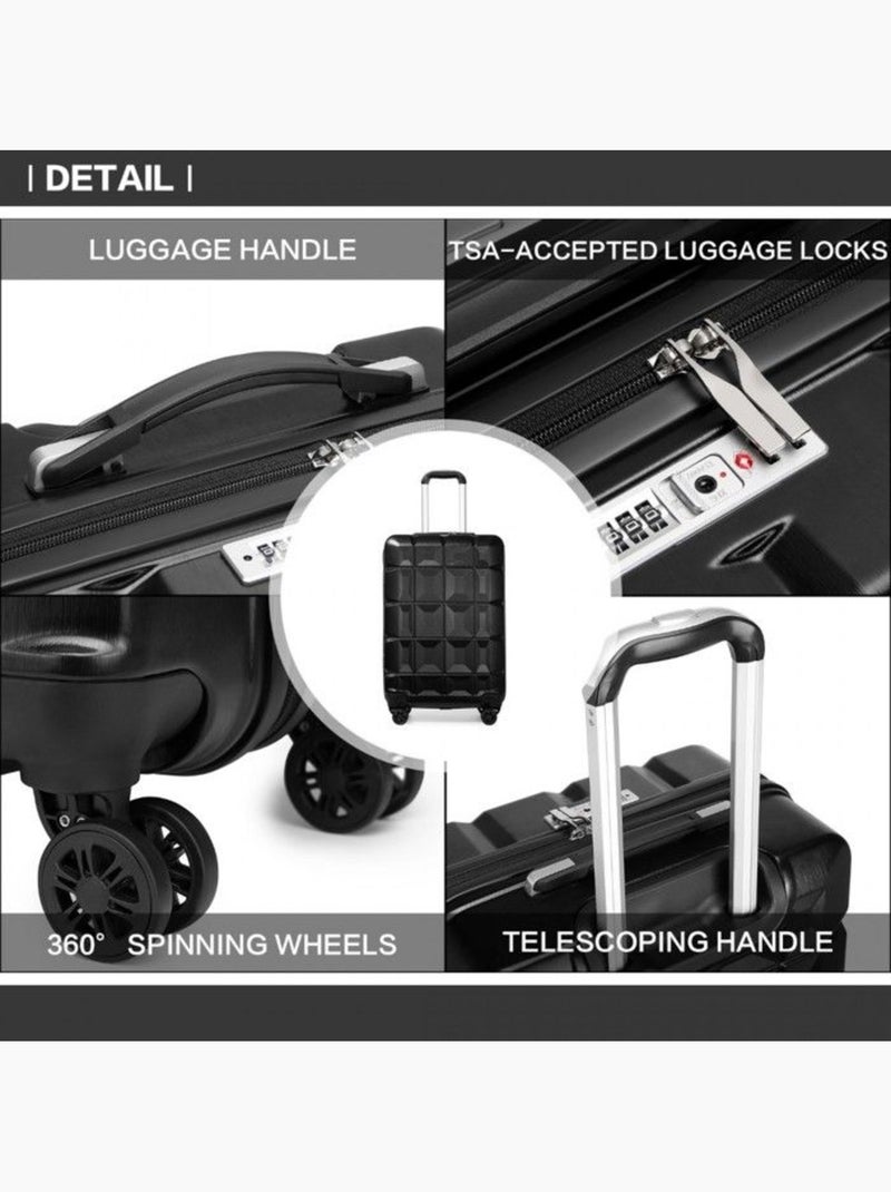 Set de 5 valises - 54x34x22 cm, rigide abs, 4 roues, serrure tsa - kono Noir - Kiabi