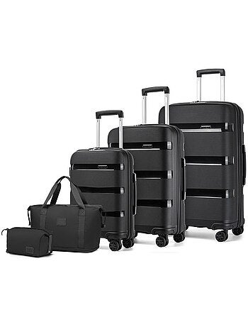 Set de 5 valises - 55/65/76 cm, rigide abs, 4 roues 360°, serrure tsa - kono