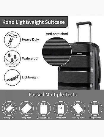 Set de 5 valises - 55/65/76 cm, rigide abs, 4 roues 360°, serrure tsa - kono