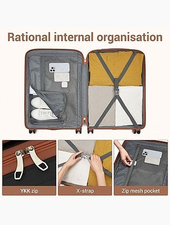 Set de 5 valises - 55/66/75 cm polypropylène 4 roulettes serrure tsa - kono