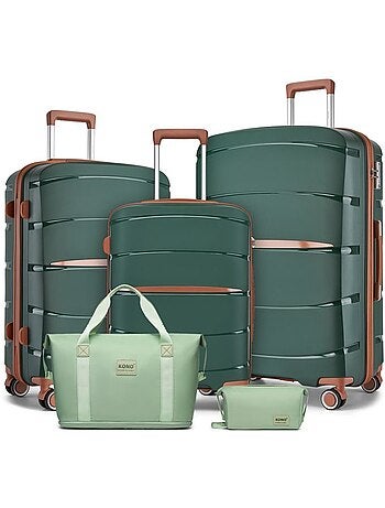 Set de 5 valises - 55/66/75 cm polypropylène 4 roulettes serrure tsa - kono