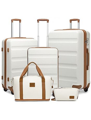Set de 5 valises - 55/66/75 cm, rigide abs, 4 roues, serrure tsa - kono