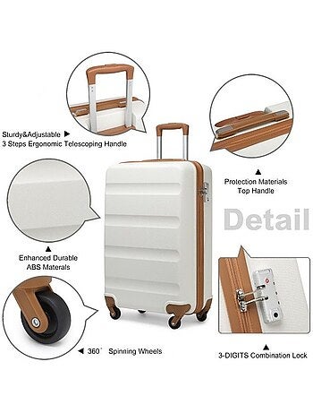 Set de 5 valises - 55/66/75 cm, rigide abs, 4 roues, serrure tsa - kono