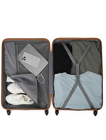 Set de 5 valises - 55/66/75 cm, rigide abs, 4 roues, serrure tsa - kono