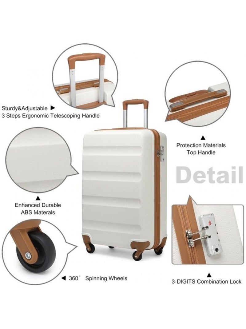 Set de 5 valises - 55/66/75 cm, rigide abs, 4 roues, serrure tsa - kono Blanc - Kiabi