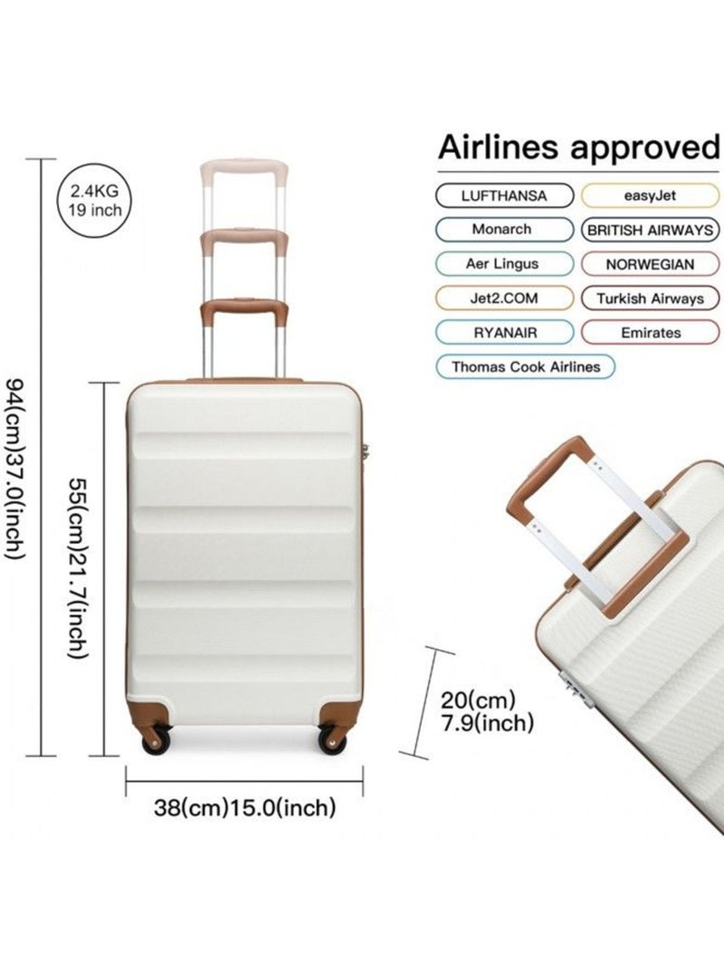 Set de 5 valises - 55/66/75 cm, rigide abs, 4 roues, serrure tsa - kono Blanc - Kiabi