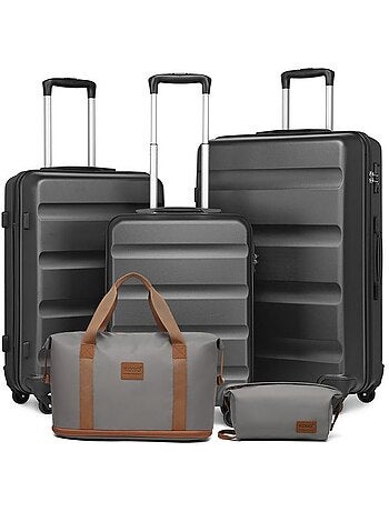 Set de 5 valises - 55/66/75 cm, rigide abs, 4 roues, serrure tsa - kono