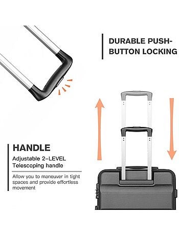 Set de 5 valises - 55/66/75 cm, rigide abs, 4 roues, serrure tsa - kono