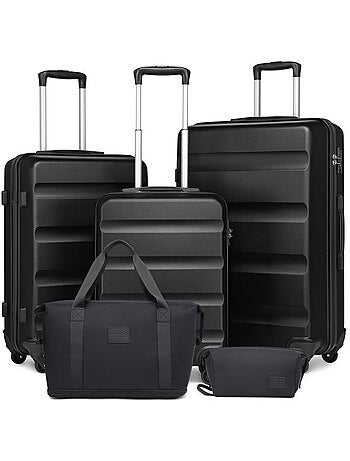 Set de 5 valises - 55/66/75 cm, rigide abs, 4 roues, serrure tsa - kono