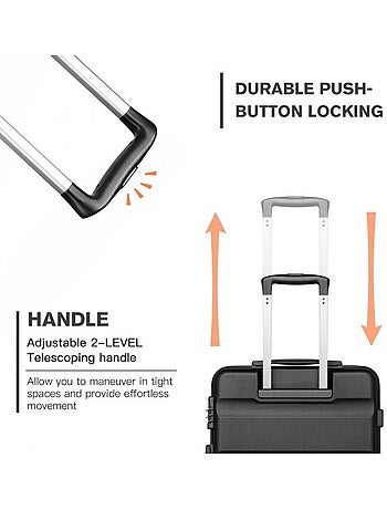 Set de 5 valises - 55/66/75 cm, rigide abs, 4 roues, serrure tsa - kono
