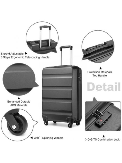 Set de 5 valises - 55/66/75 cm, rigide abs, 4 roues, serrure tsa - kono - Kiabi Set de 5 valises - 55/66/75 cm, rigide abs, 4 roues, serrure tsa - kono - Kiabi