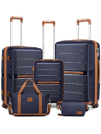 Set de 5 valises - 55/66/76 cm, rigide polypropylène (pp), 4 roues 360° - british traveller