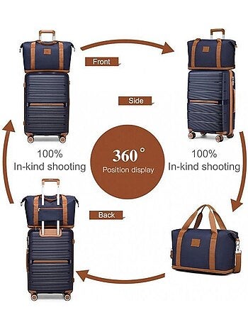 Set de 5 valises - 55/66/76 cm, rigide polypropylène (pp), 4 roues 360° - british traveller