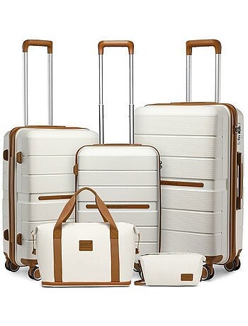 Set de 5 valises - 55/66/76 cm, rigide polypropylène (pp), 4 roues, serrure tsa - british traveller