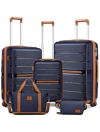 Set de 5 valises - 55/66/76 cm, rigide polypropylène (pp), 4 roues, serrure tsa - british traveller