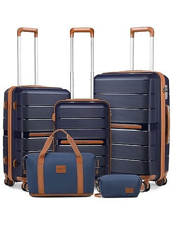Set de 5 valises - 55/66/76 cm, rigide polypropylène (pp), 4 roues, serrure tsa - british traveller