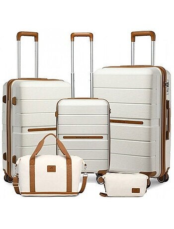 Set de 5 valises - 55/66/76 cm, rigide polypropylène (pp), 4 roues, serrure tsa - british traveller