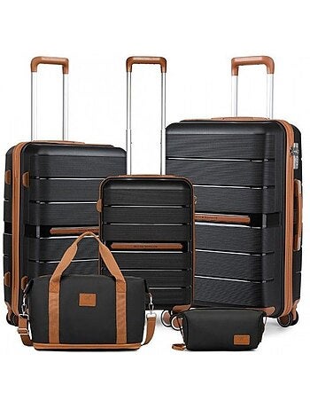 Set de 5 valises - 55/66/76 cm, rigide polypropylène (pp), 4 roues, serrure tsa - british traveller