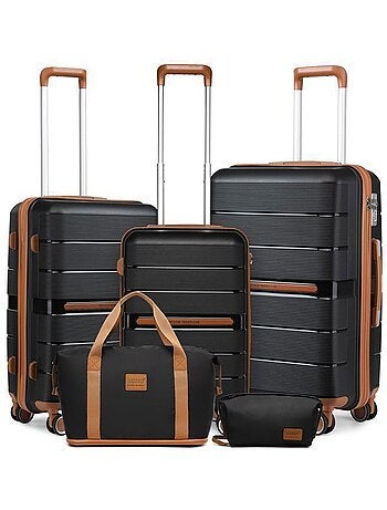 Set de 5 valises - 55/66/76 cm, rigide polypropylène (pp), 4 roues, serrure tsa - british traveller