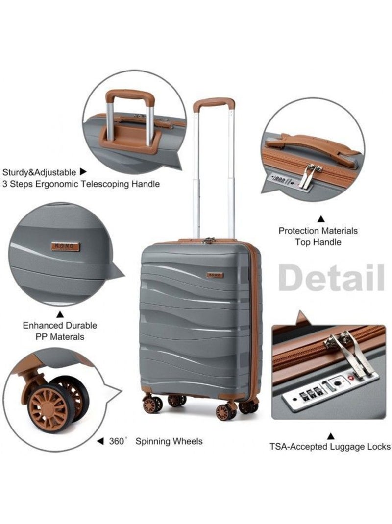 Set de 5 valises - 55/66/76 cm, rigide, serrure tsa - kono Gris - Kiabi