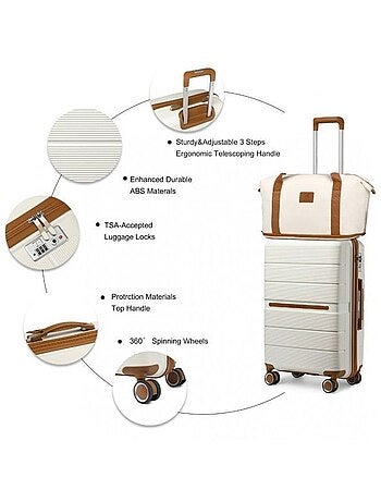 Set de 5 valises - 55x37x22 cm rigide serrure tsa - british traveller
