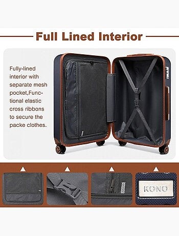 Set de 5 valises - rigide abs, 4 roues 360°, serrure tsa - kono