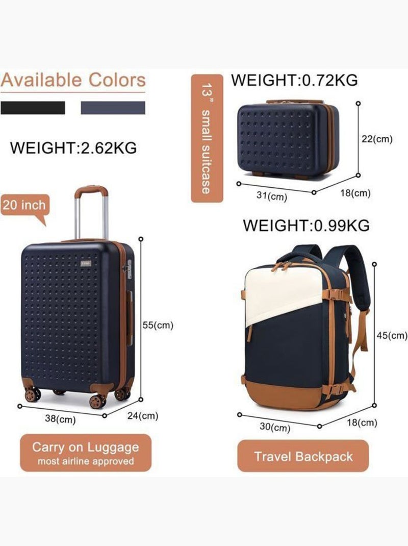 Set de 5 valises - rigide abs, 4 roues 360°, serrure tsa - kono Noir - Kiabi