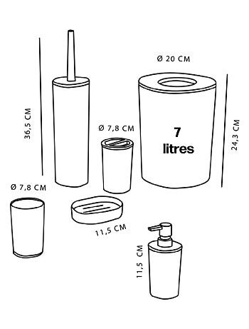 Set de 6 accessoires de salle de bain et WC avec bambou BATHROOM