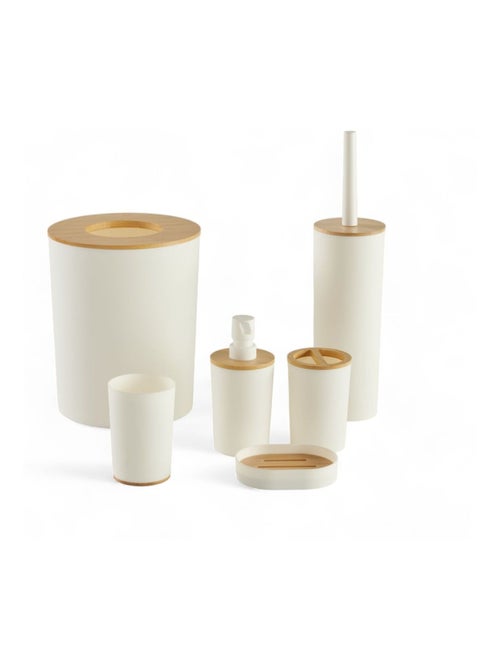Set de 6 accessoires de salle de bain et WC avec bambou BATHROOM - Kiabi