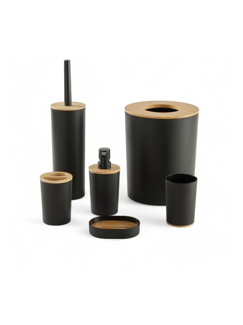 Set de 6 accessoires de salle de bain et WC avec bambou BATHROOM - Kiabi