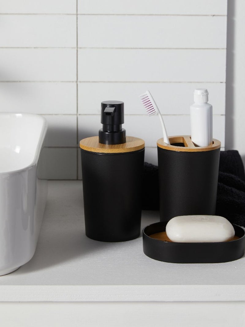 Set de 6 accessoires de salle de bain et WC avec bambou BATHROOM Noir - Kiabi