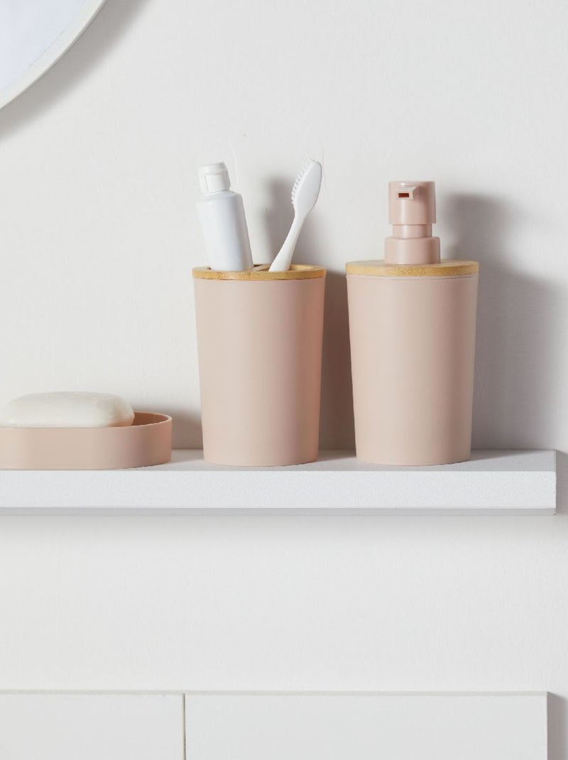 Set de 6 accessoires de salle de bain et WC avec bambou BATHROOM Rose - Kiabi