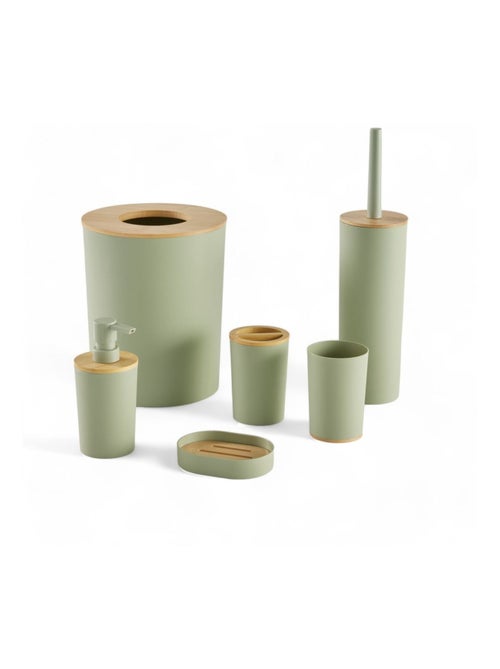 Set de 6 accessoires de salle de bain et WC avec bambou BATHROOM - Kiabi