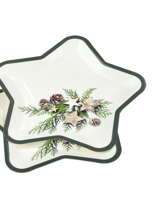 Set de 6 assiettes etoile en carton Pommes de pin - Kiabi